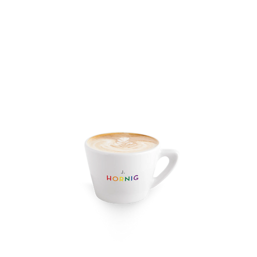 Eine J. Hornig Cappuccino Tasse in der Pride Edition 2024